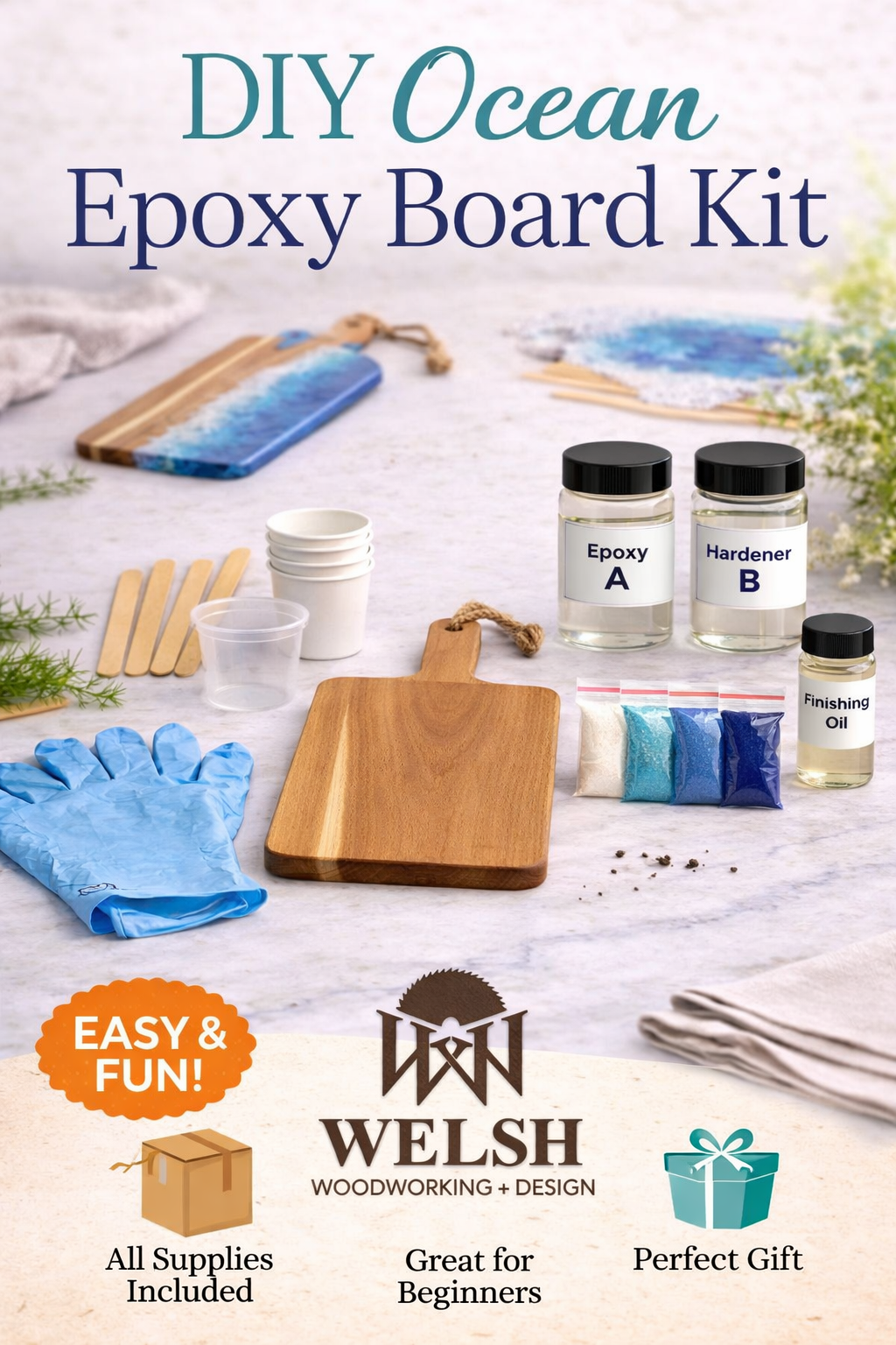 DIY Ocean Epoxy Snack Board Kit